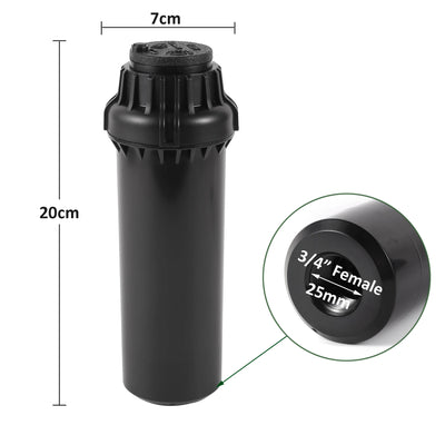 Garden Lawn Sprinkler 3/4 Inch Female Thread Pop-up Sprinkler 40°~360° with Replacement Nozzle