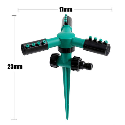 Adjustable 3 Arm Rotating Sprinkler with Spike Lawn Grass 360 Degree Irrigation Sprinkler