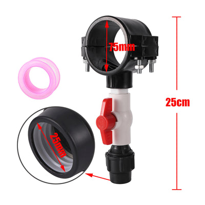 75mm*3/4 inch Female Saddle Connector PE Pipe Repair Fittings Diversion Valve Kit Pipe Clamp Saddle