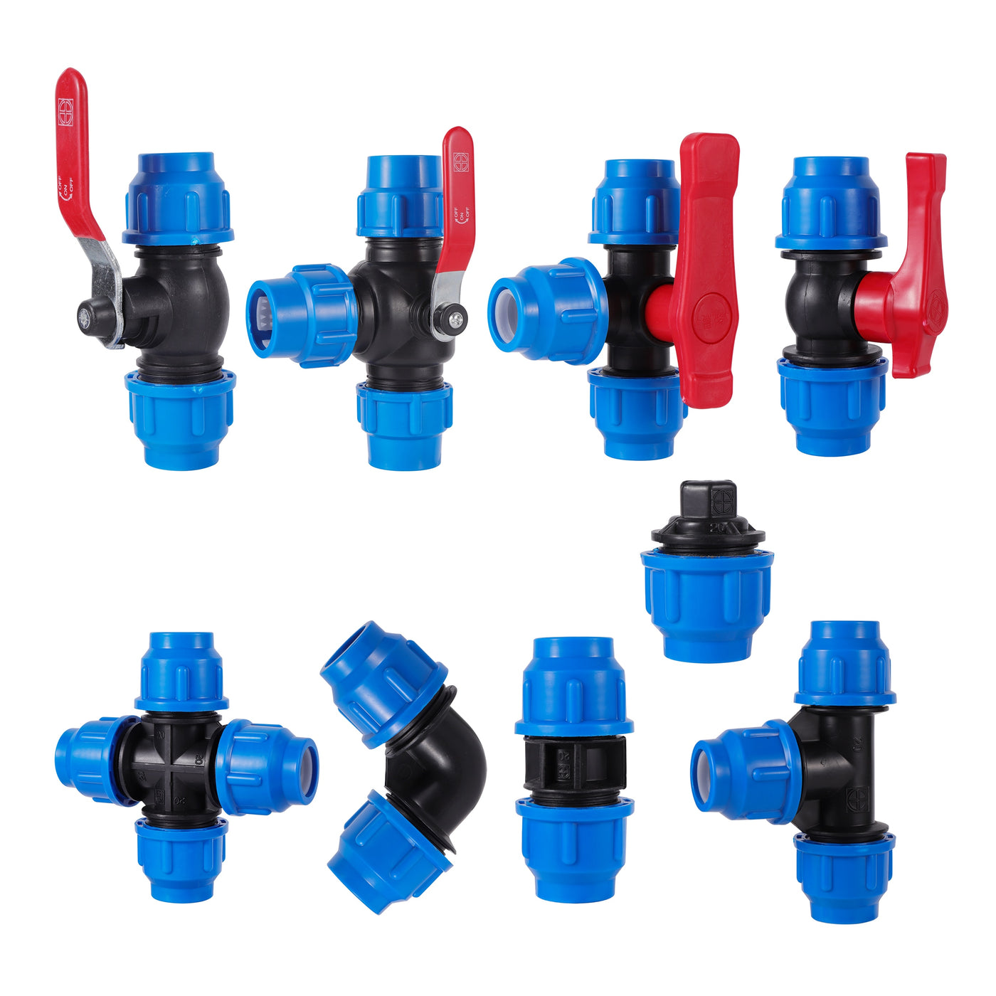 20/25/32/40/50mm PVC PE Tube Connector Plastic HDPE Pipe Compression Fittings