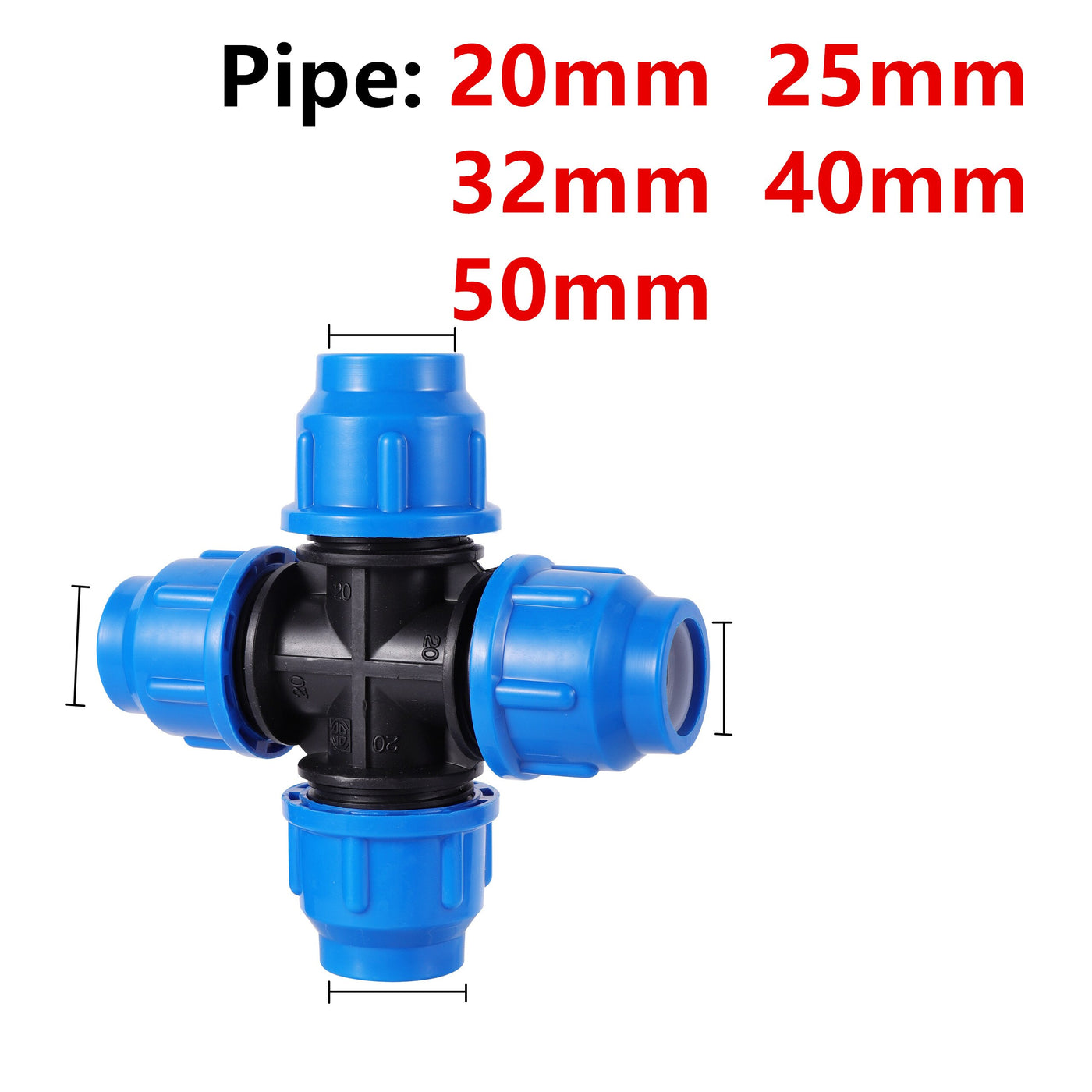 20/25/32/40/50mm PVC PE Tube Connector Plastic HDPE Pipe Compression Fittings