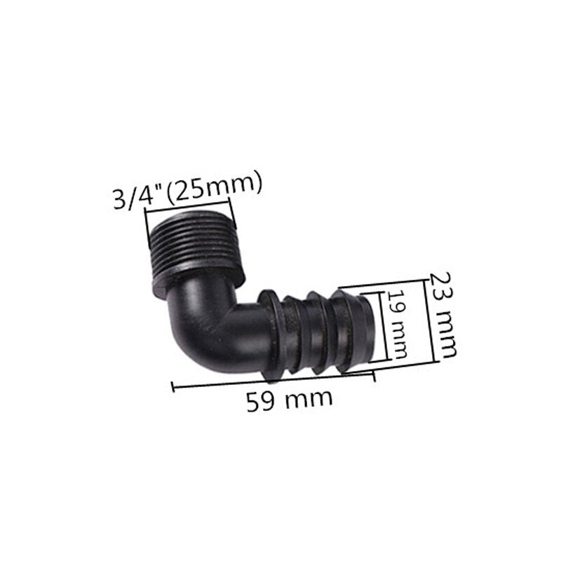 DN25 Barbed Drip Pipe Connector Tee Elbow Straight Drip Irrigation Connector