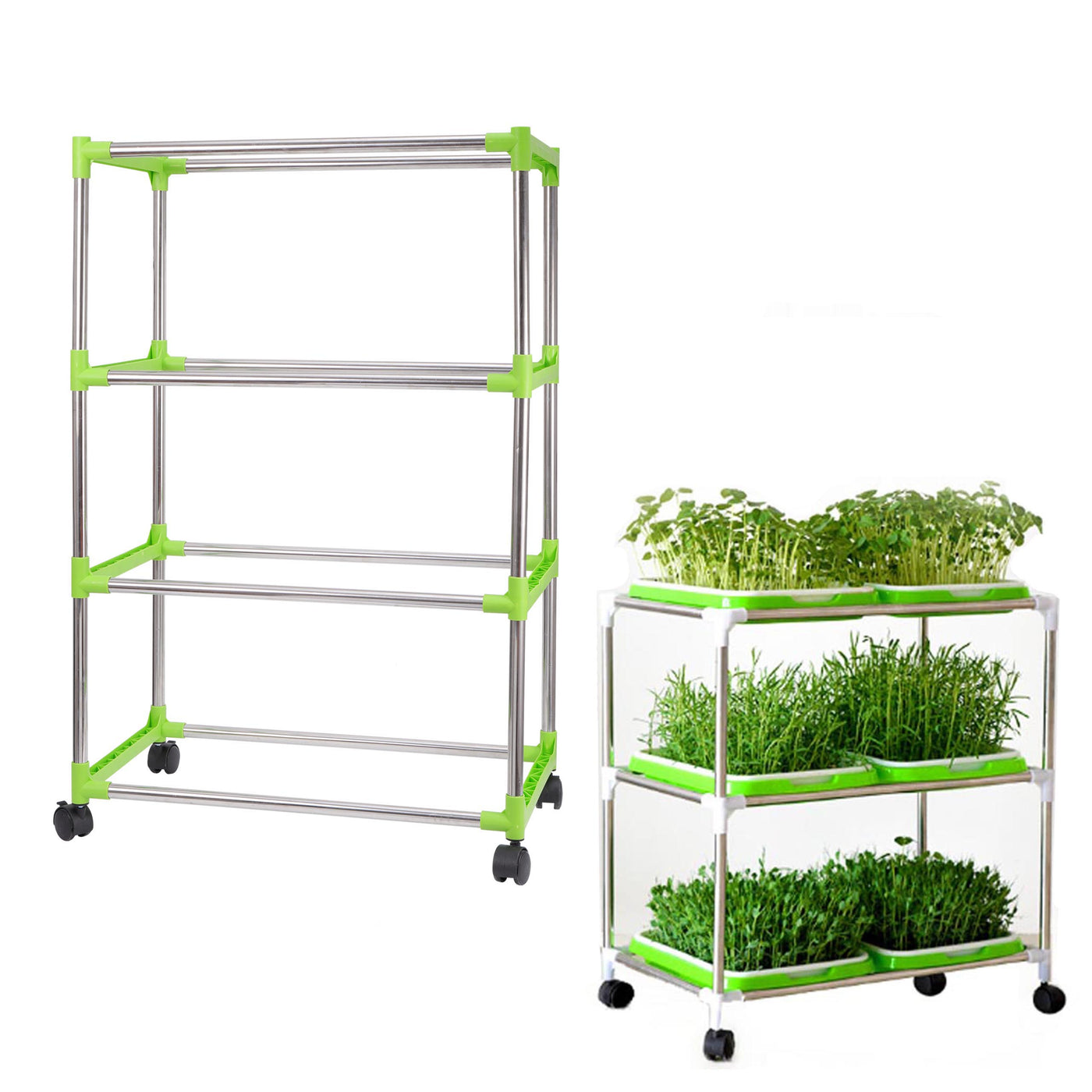 DIY Hydroponic Sprouting Planting Tray Shelves Seedling Frame Planter Shelf with Wheels