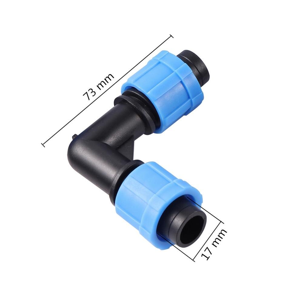 DN17 Drip Tape Pipe Locked Connectors 1/2" 3/4" Female Thread Straight Elbow Y Shape Drip Tape Connector