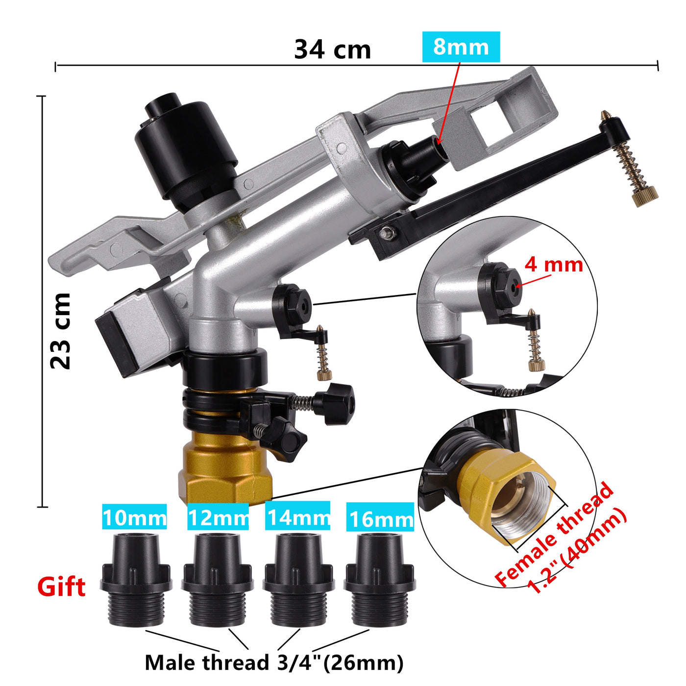 1.2" Female thread Long Distance Spray Sprinklers Gun