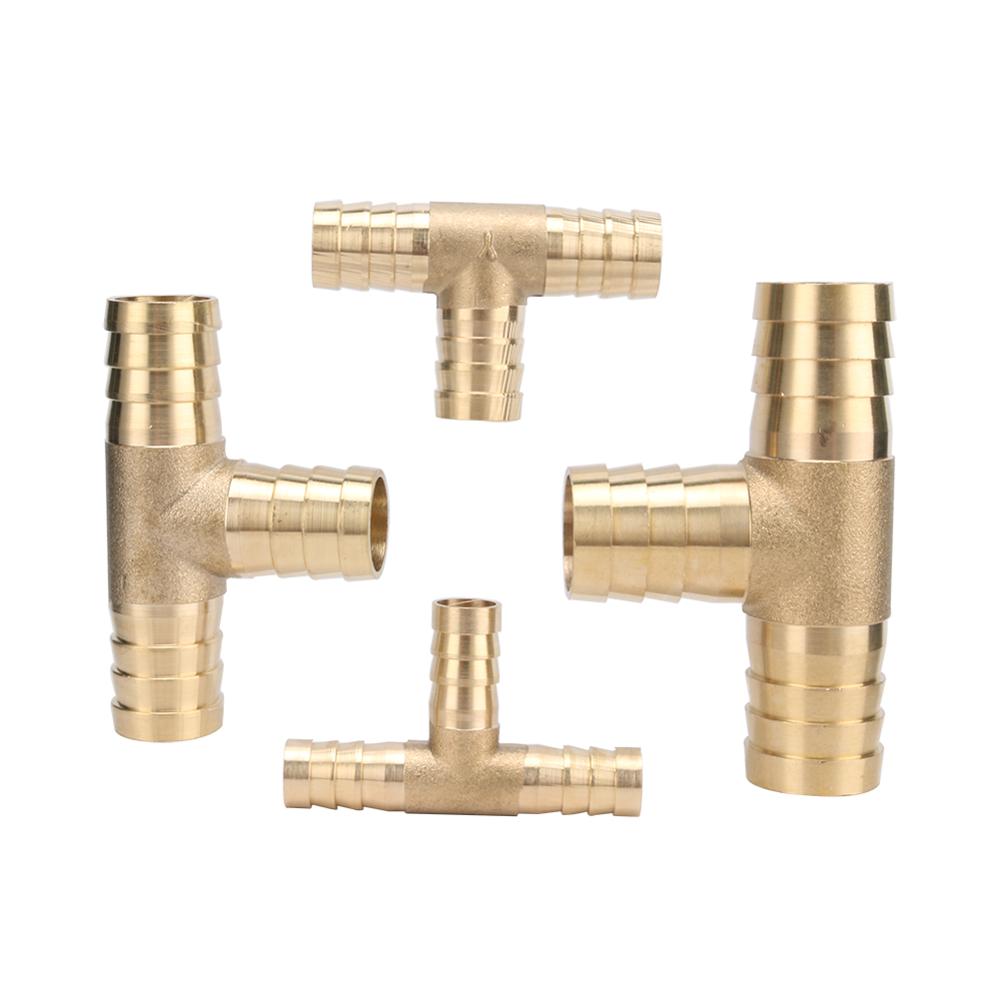 T-Shape Brass Barbed Hose Fitting 3 Way Brass Joint 6/8/10/12/14/16/19mm Quick Tee Connector