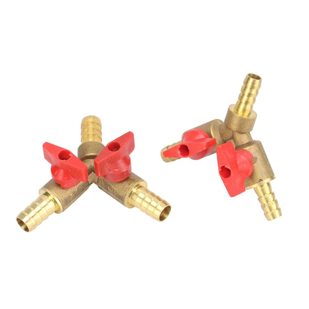 8mm 10mm Barb Y Shape Connector Brass Hose Splitter Ball Valve