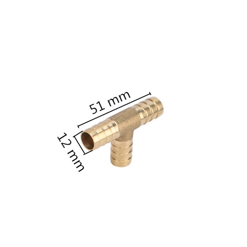 T-Shape Brass Barbed Hose Fitting 3 Way Brass Joint 6/8/10/12/14/16/19mm Quick Tee Connector