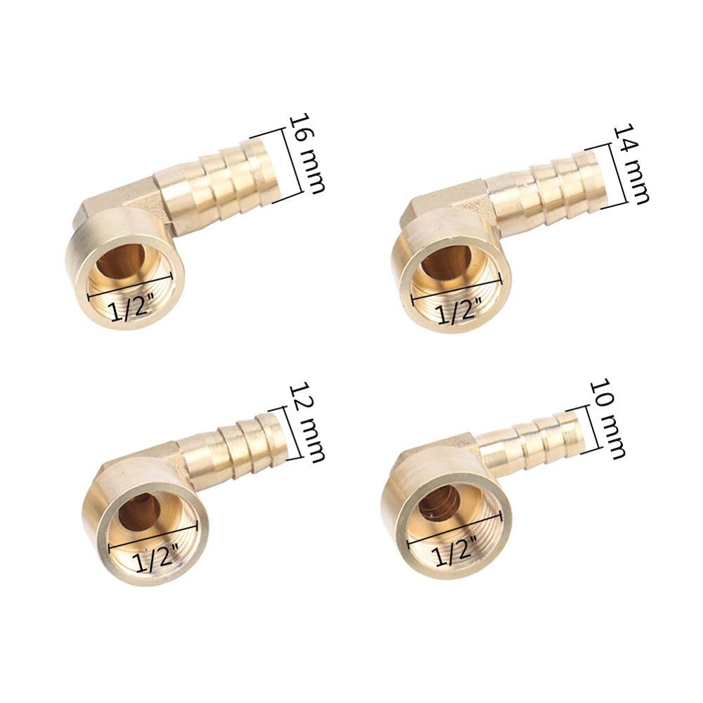 Brass Hose Pipe Elbow Fittings 10mm 12mm 14mm 16mm Barbed to 1/2" Female Thread Connector Adapter