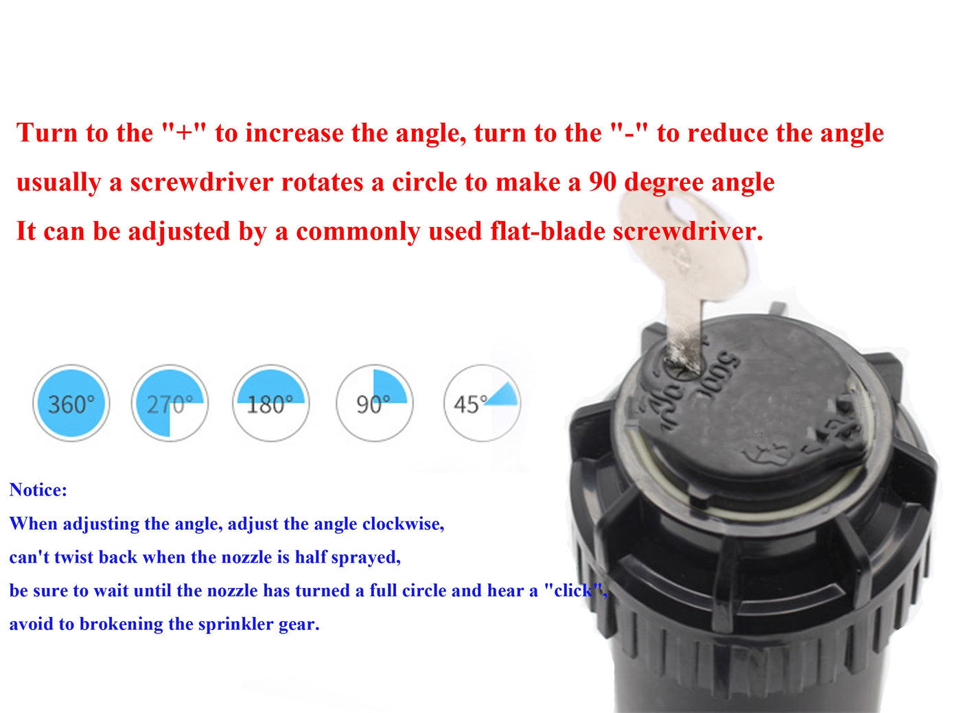 3/4 Inch Female Thread Adjustable 40~360 Degree Gear Drive Pop-up Sprinkler