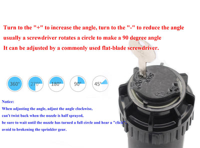 3/4 Inch Female Thread Adjustable 40~360 Degree Gear Drive Pop-up Sprinkler