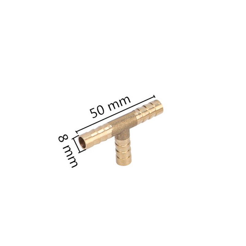 T-Shape Brass Barbed Hose Fitting 3 Way Brass Joint 6/8/10/12/14/16/19mm Quick Tee Connector