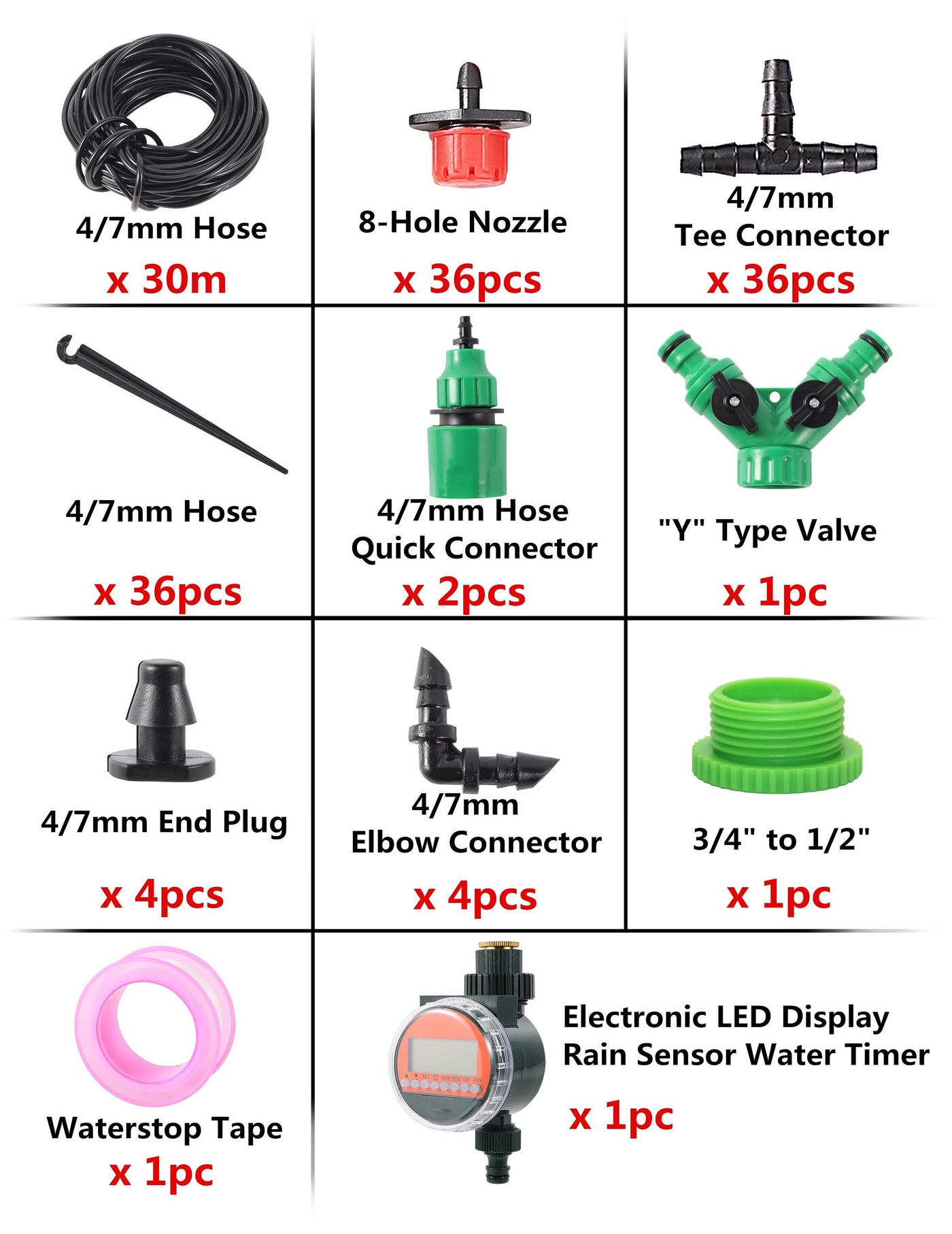 Automatic Garden Watering System Kits with Rainy Sensor Water Timer Micro Irrigation System