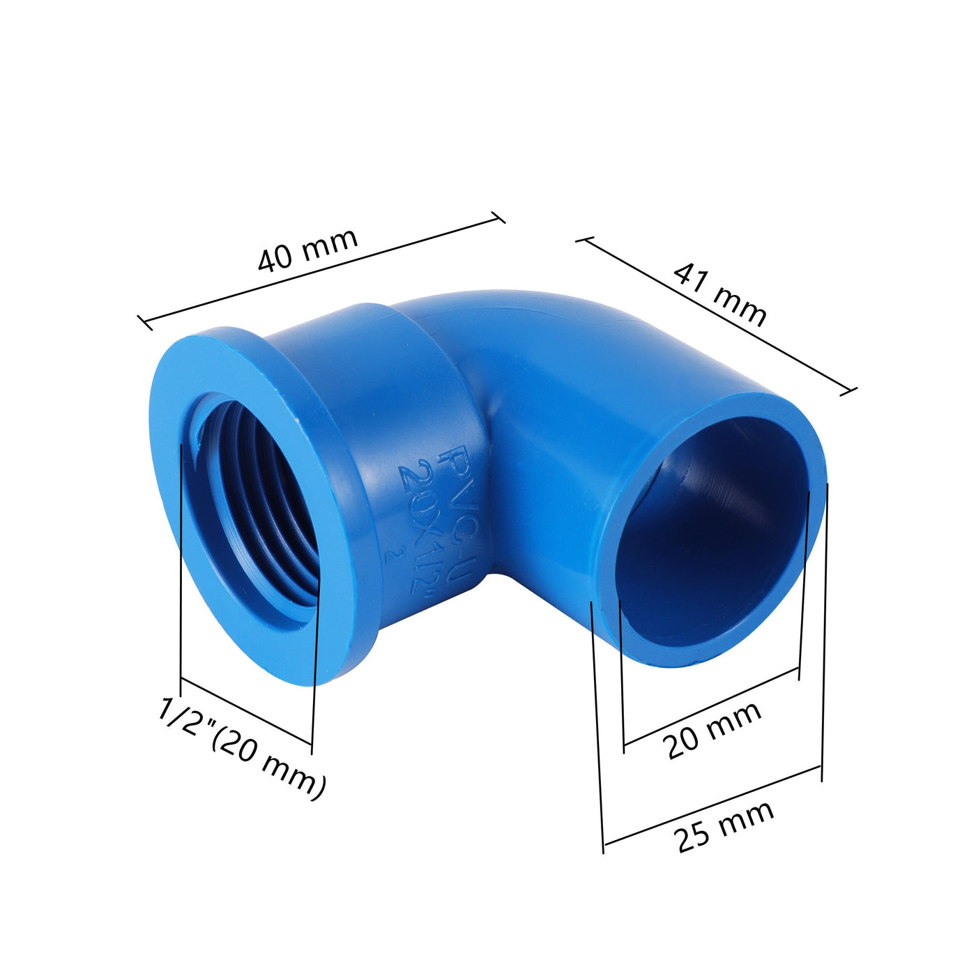 1/2" Female Thread To ID 20mm PVC Elbow Connector Pipe Fittings