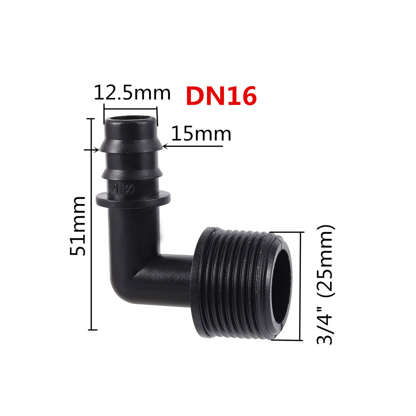 DN16 DN20 90 Degree Elbow Connectors Irrigation Water Connector Barbed Fittings