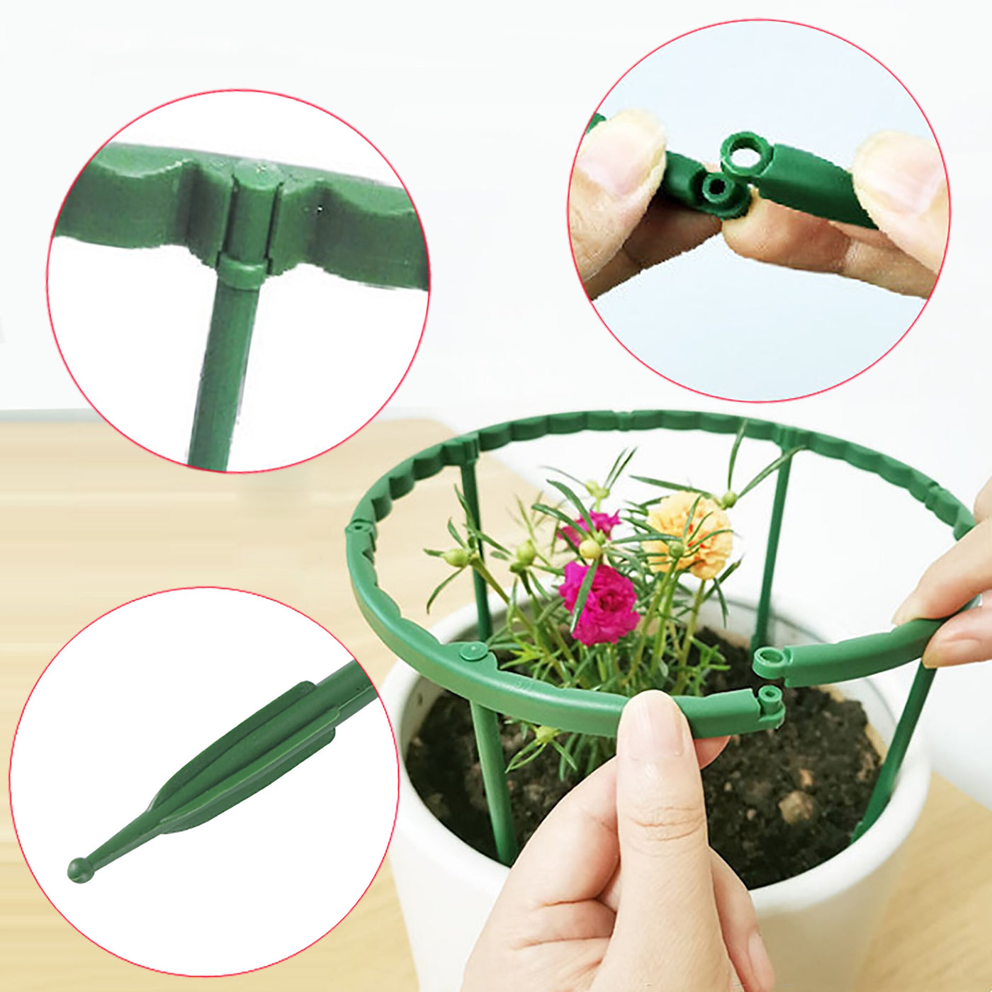 Garden Plastic Semi Circle Plant Flower Support Pole Stand Bonsai Fixing Rod Holder