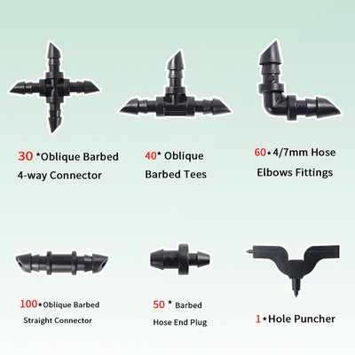 4/7mm Hose Barbed Connector Kit Tee Elbow Straight Cross Barb Fittings