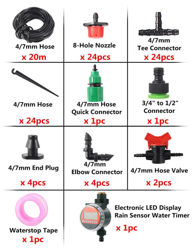 Automatic Garden Watering System Kits with Rainy Sensor Water Timer Micro Irrigation System