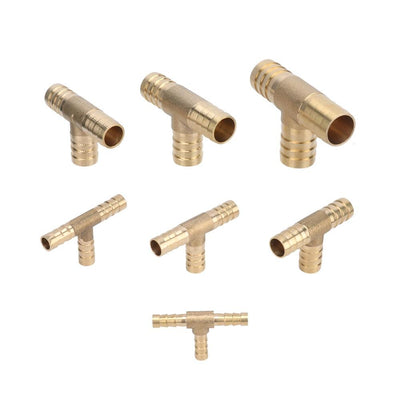 T-Shape Brass Barbed Hose Fitting 3 Way Brass Joint 6/8/10/12/14/16/19mm Quick Tee Connector