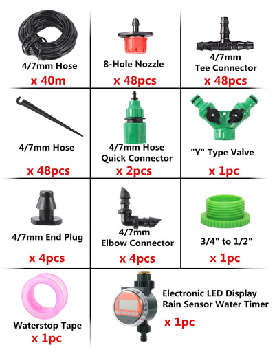 Automatic Garden Watering System Kits with Rainy Sensor Water Timer Micro Irrigation System