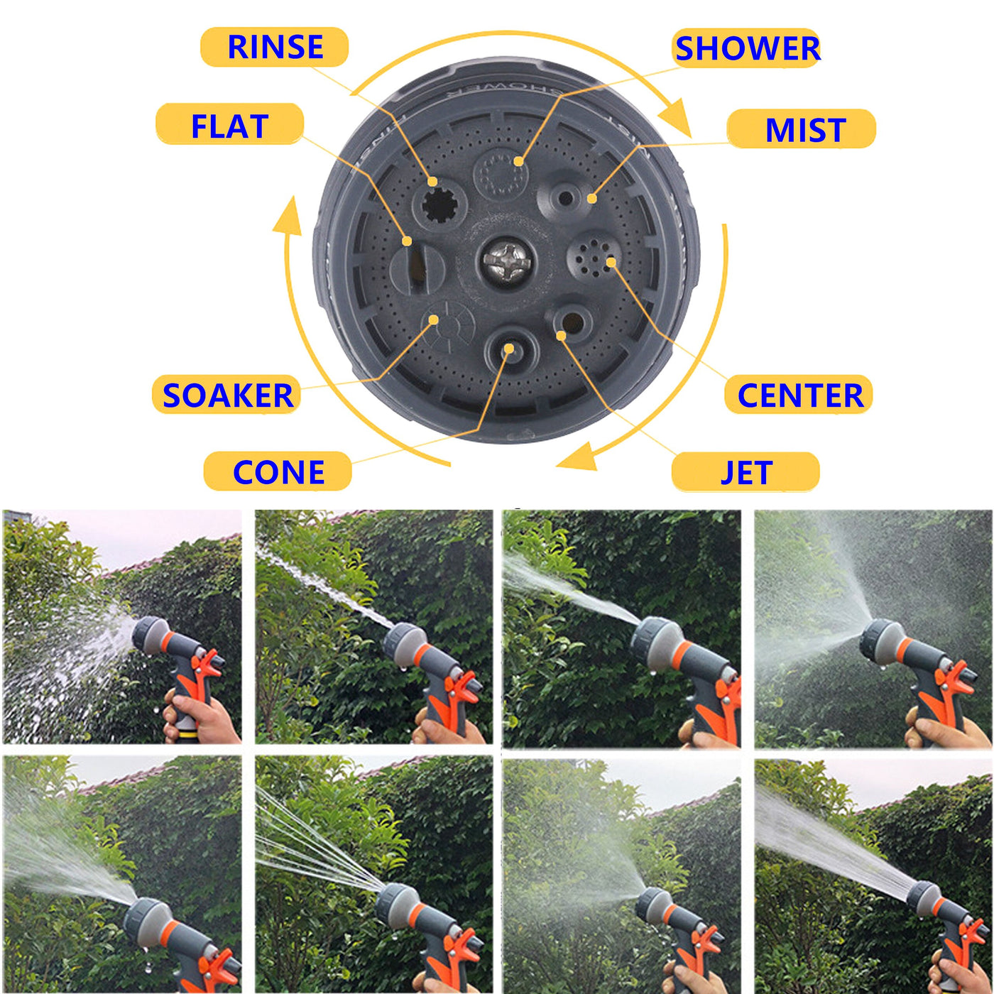 Adjustable 8 Model Lawn Irrigation Water Gun Car Washing Spray Gun