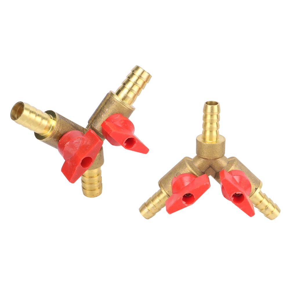 8mm 10mm Barb Y Shape Connector Brass Hose Splitter Ball Valve