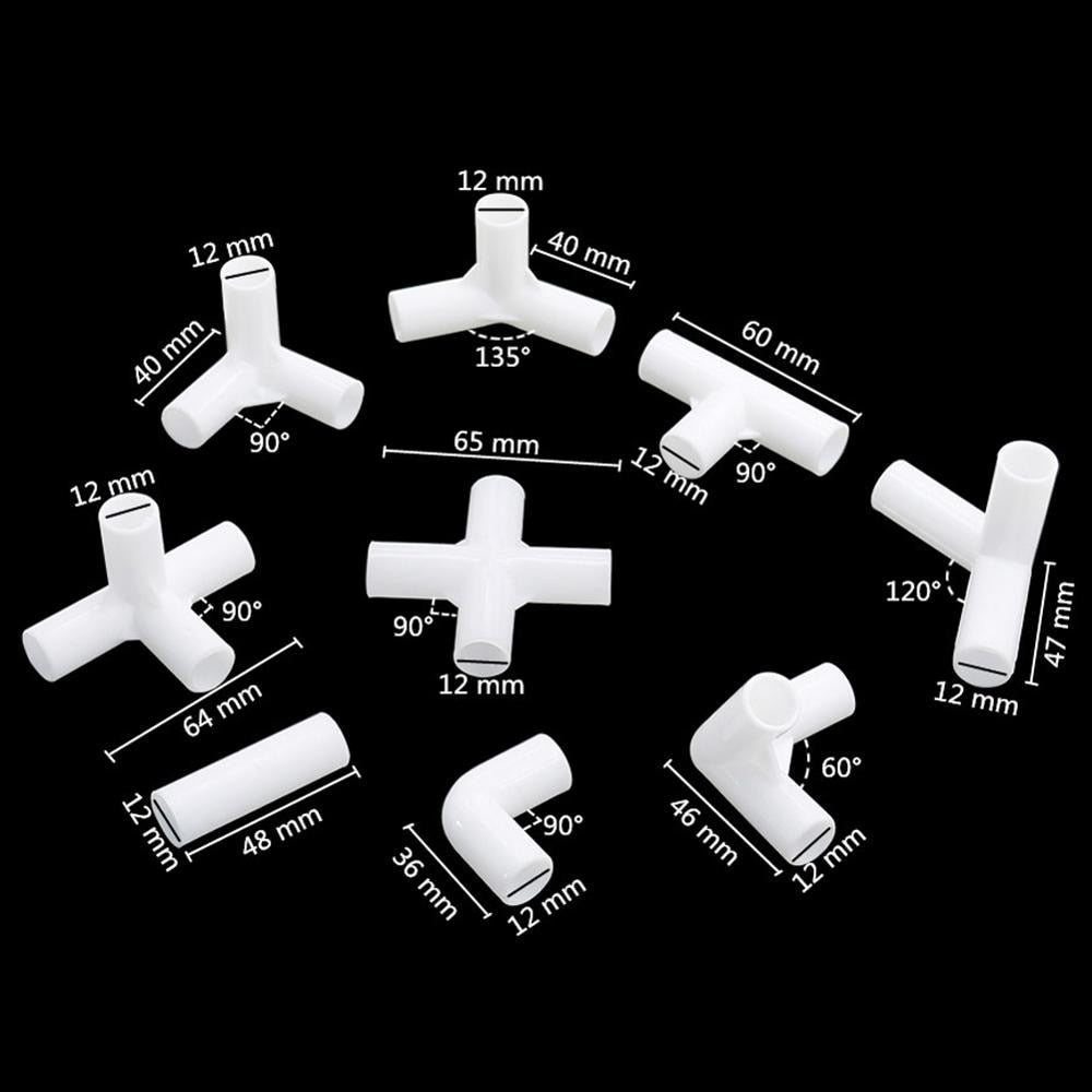 12mm PVC Straight Elbow Cross Connector Joint 60 90 120 135 Degree PVC Pipe Fittings