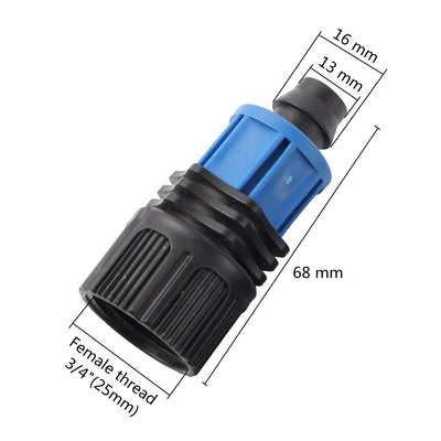 Garden Irrigation 3/4" Female Thread to DN17 Drip Tape Pipe Connector