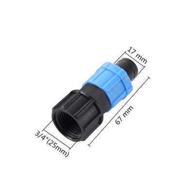 DN17 Drip Tape Pipe Locked Connectors 1/2" 3/4" Female Thread Straight Elbow Y Shape Drip Tape Connector