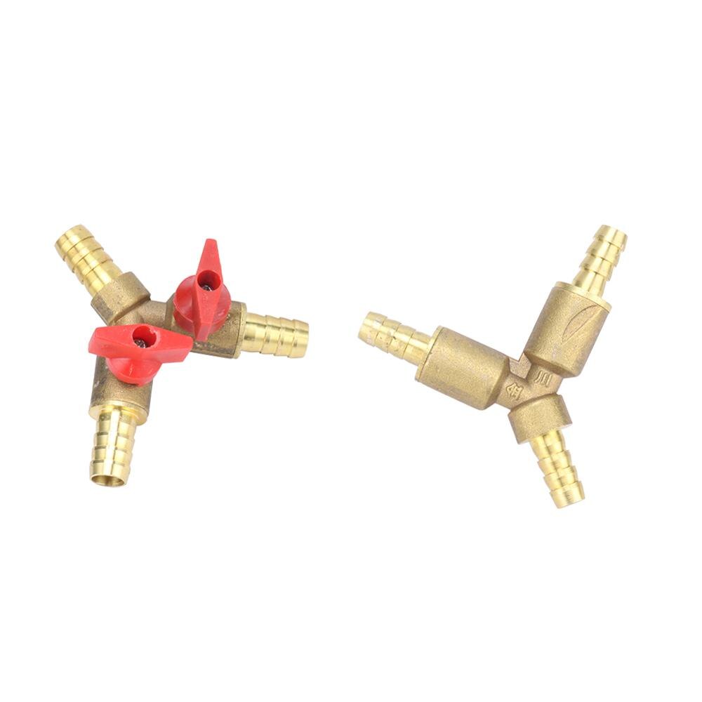 8mm 10mm Barb Y Shape Connector Brass Hose Splitter Ball Valve