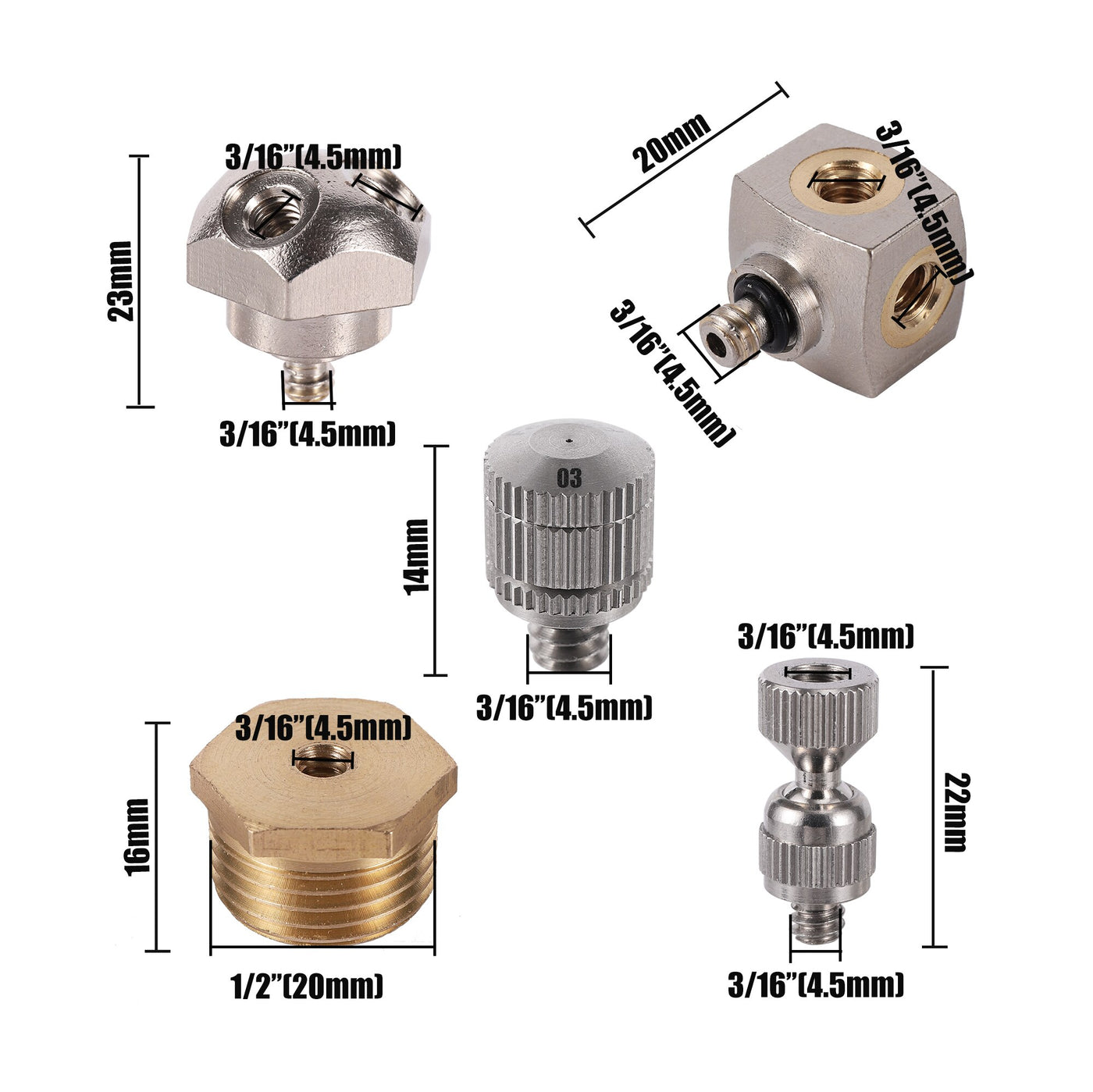 303 Stainless Steel Low Pressure Misting Nozzle 0.3/0.4/0.5/0.6mm Irrigation Cooling Sprayer Nozzle