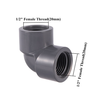 1/2" Female Thread PVC Elbow Tee Connector Pipe Fittings