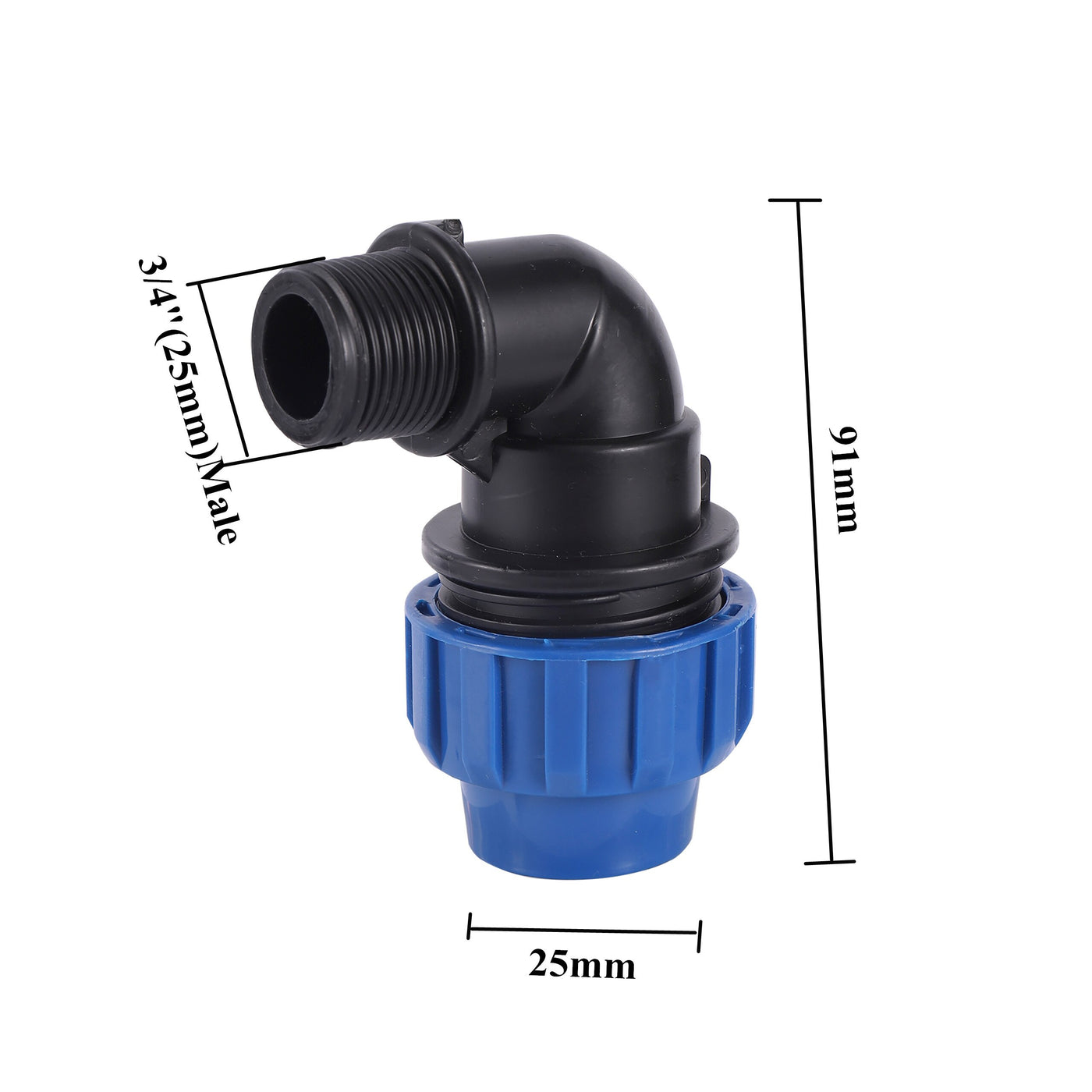 1/2" 3/4" 1" Male Thread Elbow Tee Connector Plastic HDPE Compression Coupling Fittings