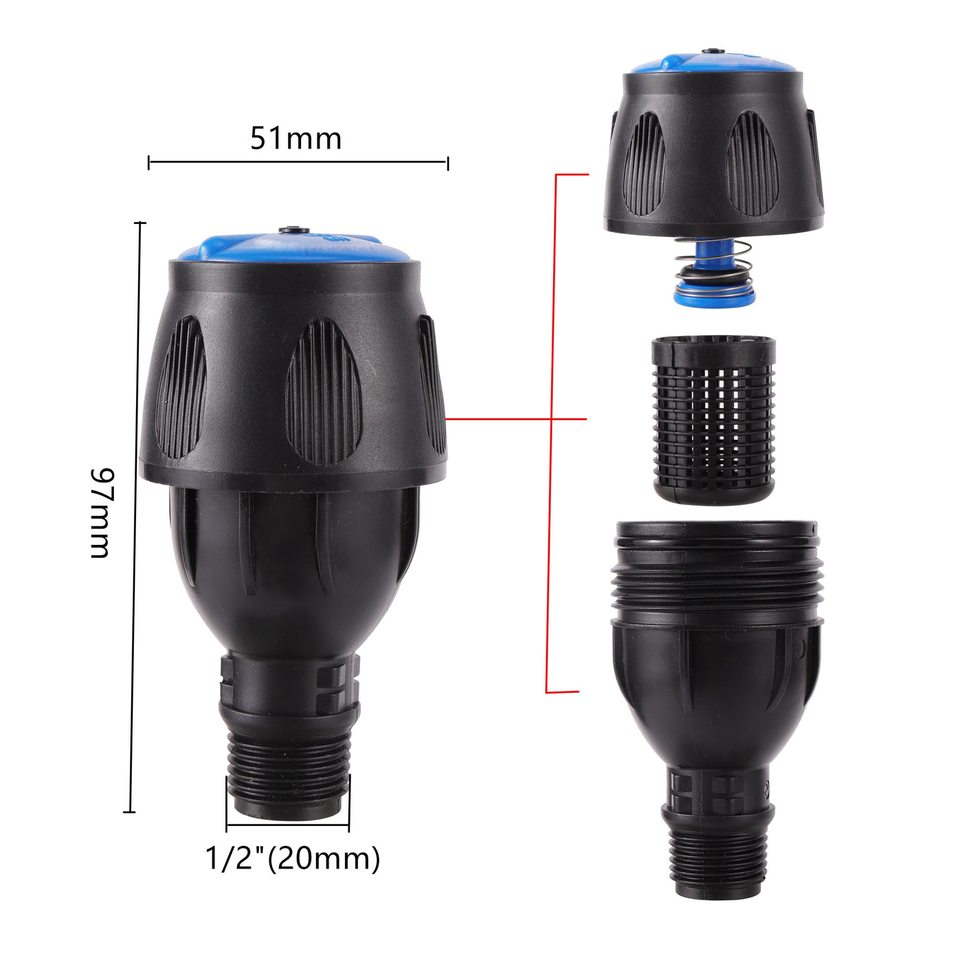 1/2" Male Thread 350/550/650L/H 360 Degree Rotating Garden Lawn Irrigation Nozzle Sprinkler