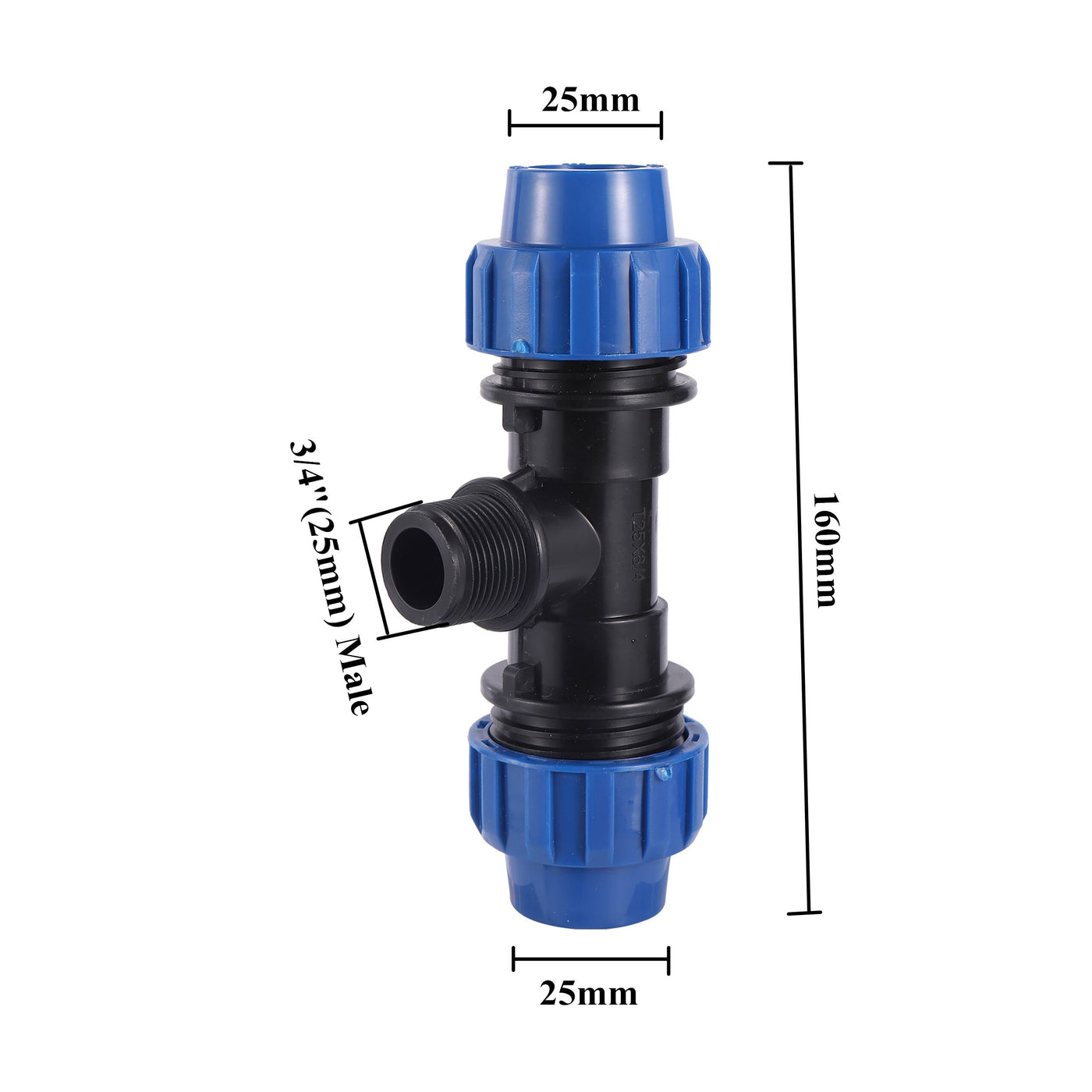 1/2" 3/4" 1" Male Thread Elbow Tee Connector Plastic HDPE Compression Coupling Fittings