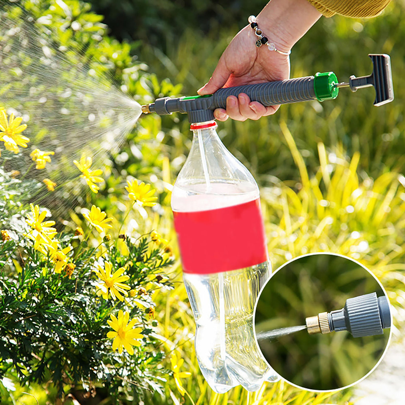 Manual High Pressure Air Pump Sprayer Gun Adjustable Drink Bottle Spray Head Nozzle