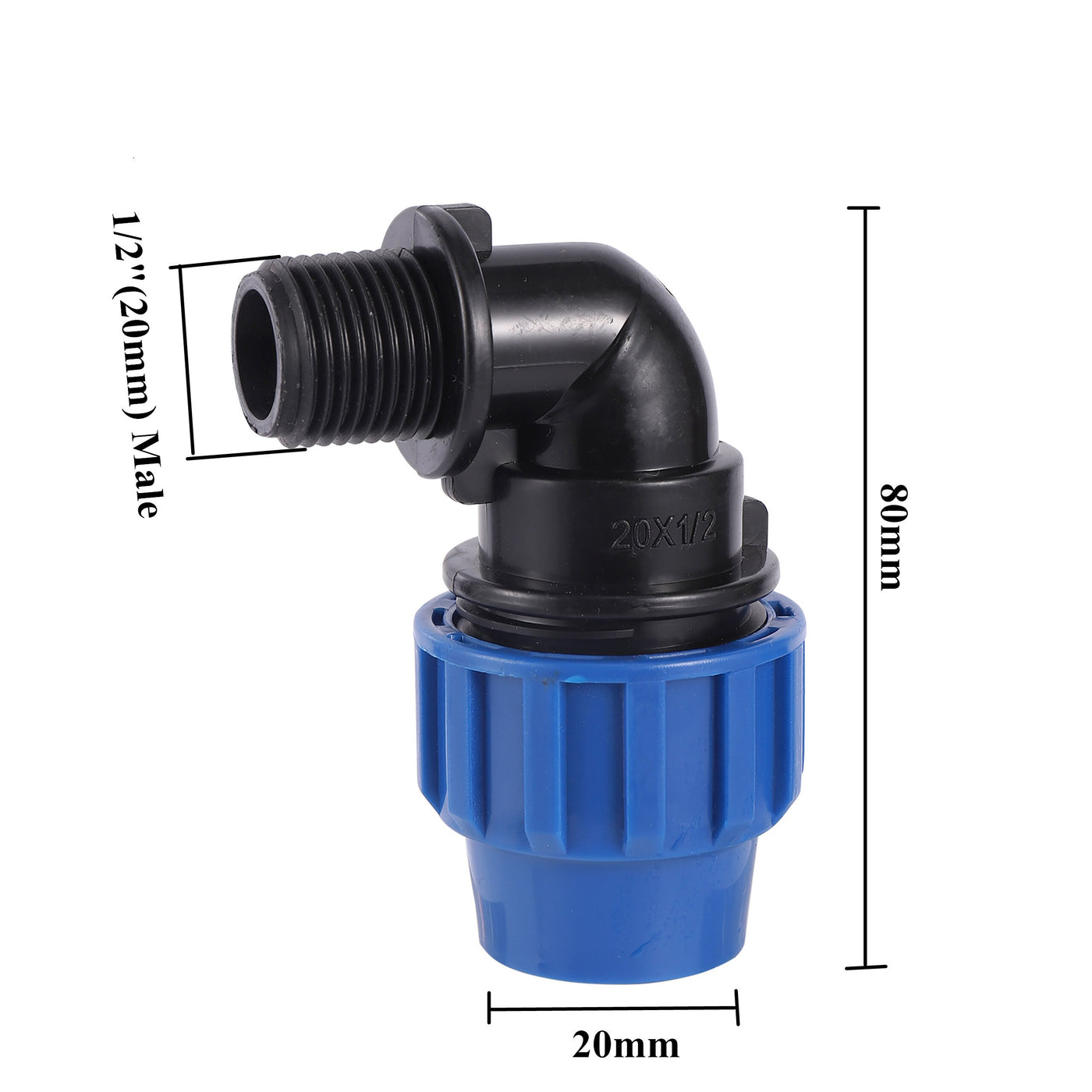 1/2" 3/4" 1" Male Thread Elbow Tee Connector Plastic HDPE Compression Coupling Fittings