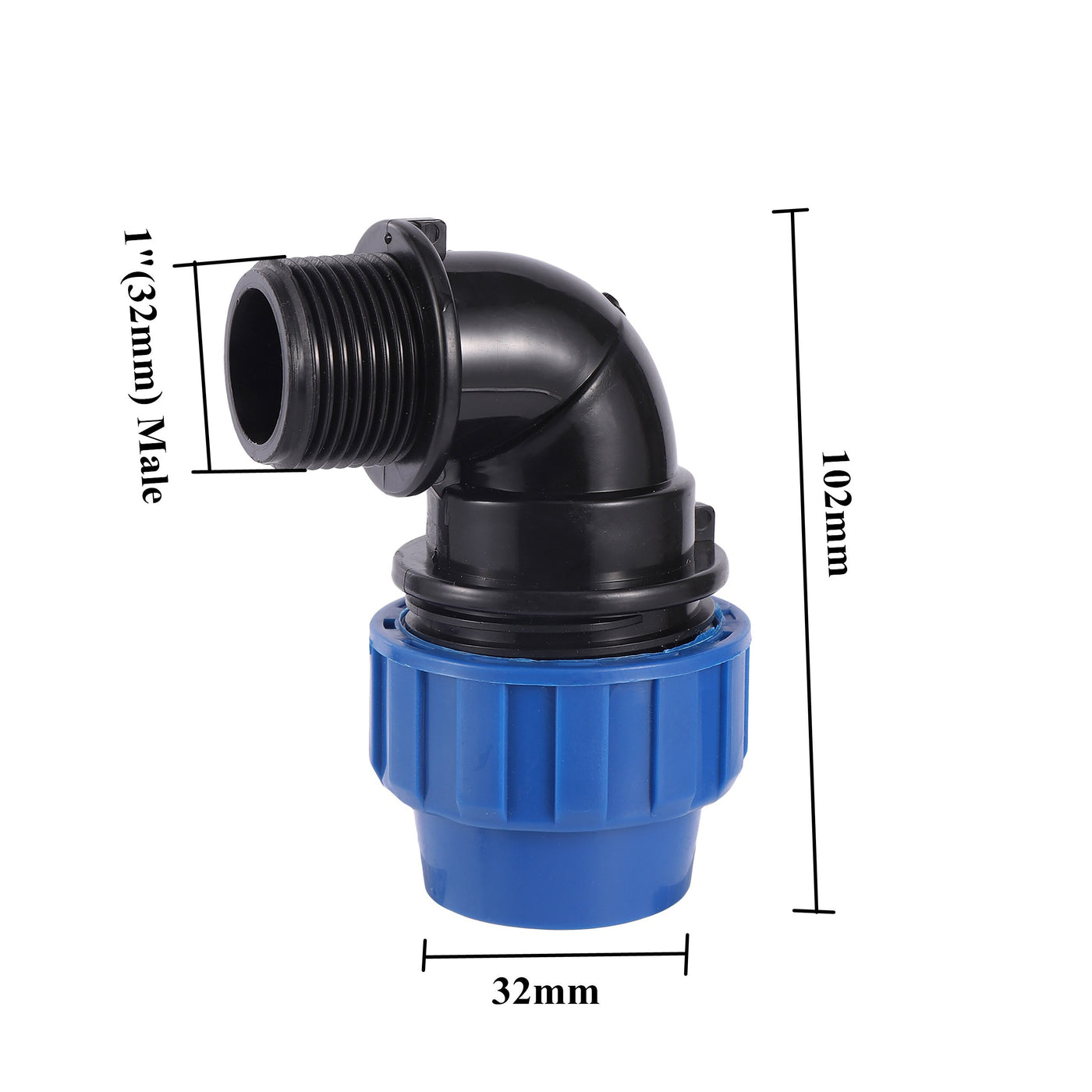 1/2" 3/4" 1" Male Thread Elbow Tee Connector Plastic HDPE Compression Coupling Fittings