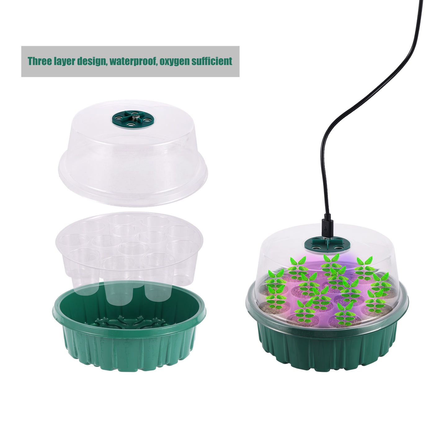 Adjustable Ventilation Plant LED Light For Seed Starter Trays Nursery Seedling Planting Pot