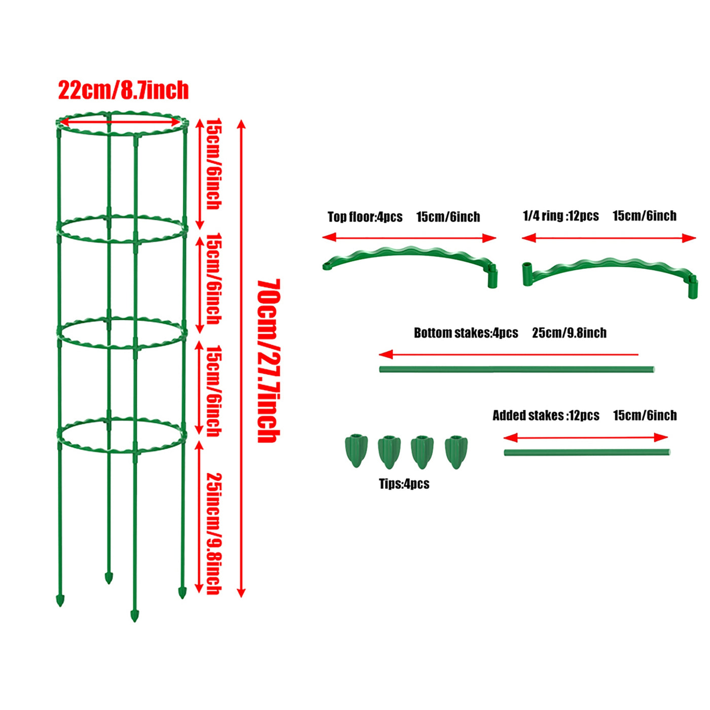 25/40/55/70/85cm Vine Climbing Rack Plant Flower Tomato Support Pillar Frame