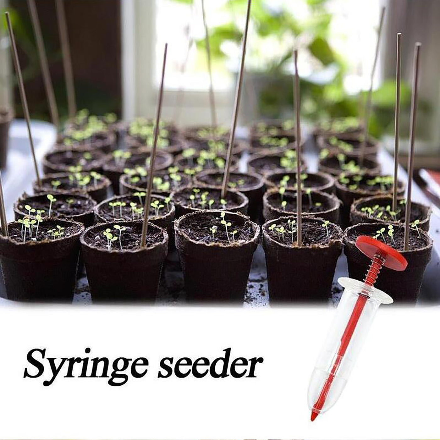 Portable Mini Sowing Seed Dispenser Manual Dial Syringe Seeder Sower Planter Seeding Tools