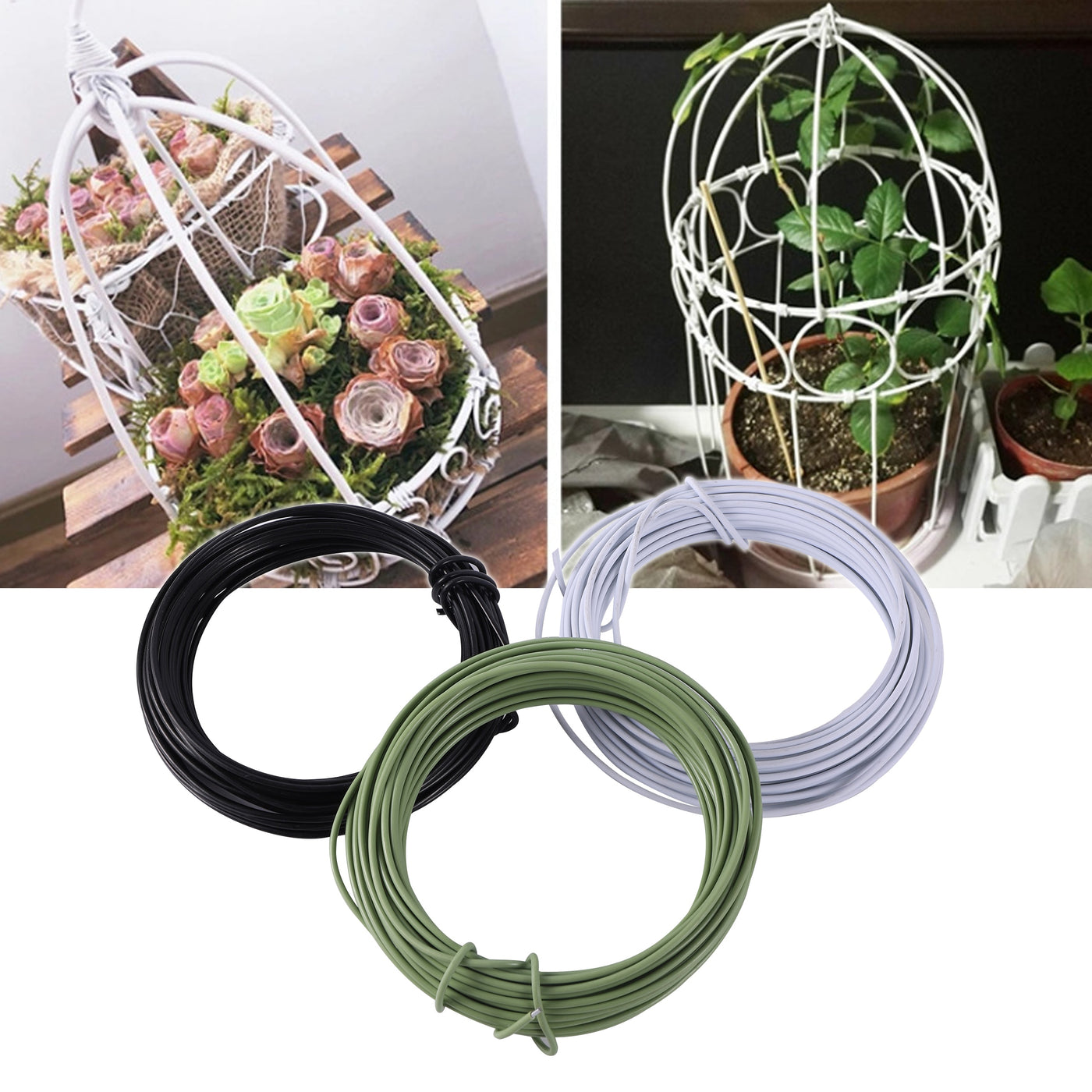 Bonsai Climbing Vines Support Flower Potted Plant Plastic Coated Iron Wire Gardening Cable Ties