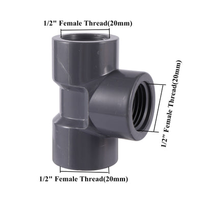 1/2" Female Thread PVC Elbow Tee Connector Pipe Fittings