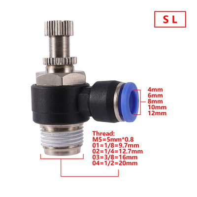 4/6/8/10/12mm to 1/8" 1/4" 3/8" 1/2" BSP Male Thread SL Type Pneumatic Regulating Valve